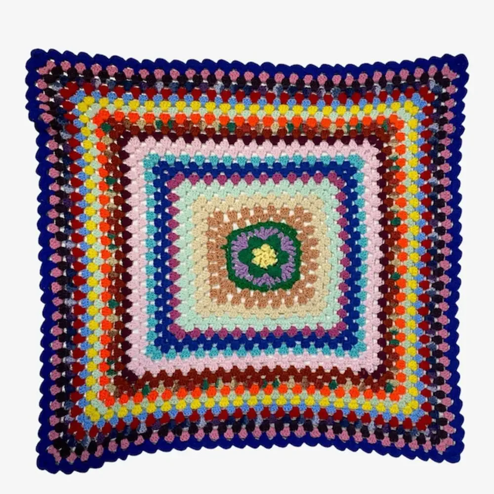 Baby or Lap Blanket Hand Knit Crochet Multicolor Homemade Granny Boho